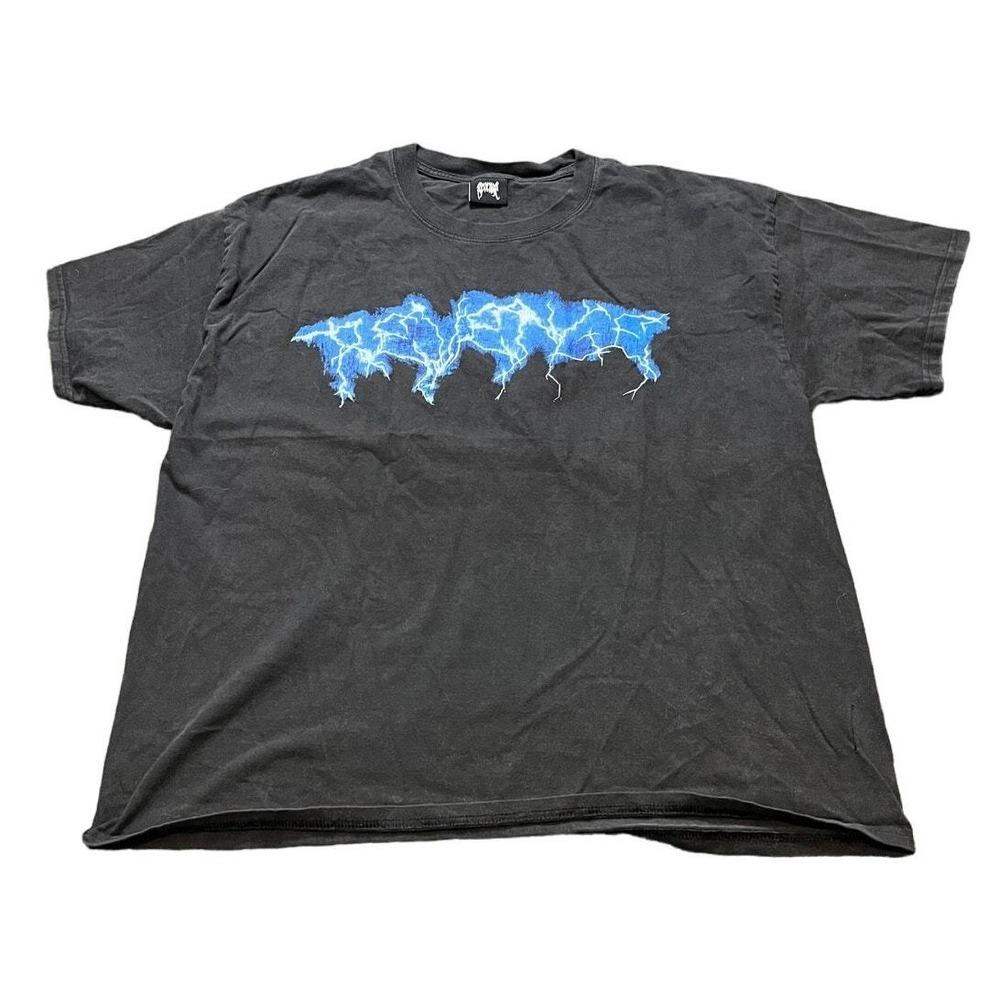 Revenge T-Shirt Mens XL Black Blue Lightning Anarchy Graphic Streetwear Tee